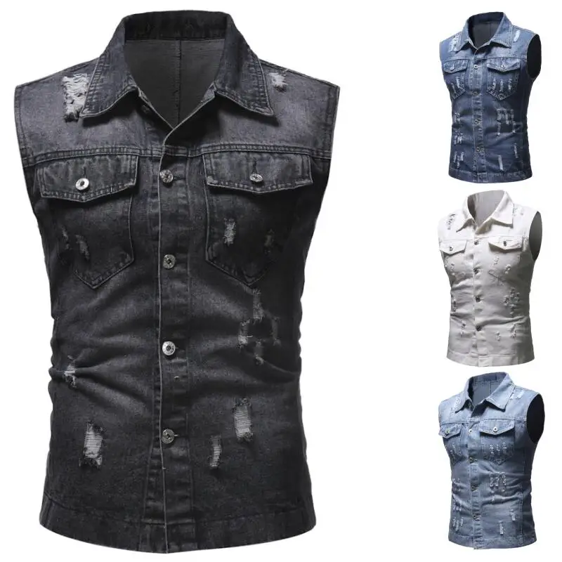 Мужской джинсовый жилет мужская куртка без рукавов повседневный мужское