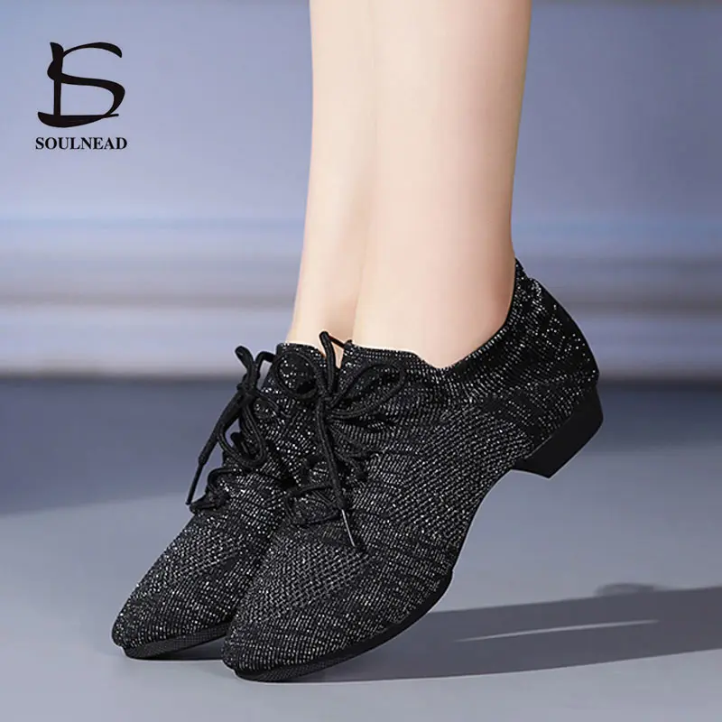 Dance Shoes Women Men Male Flat Running Sneakers Casual Latin Ballet Pointe Shoes Sport Jogging Mesh Knitted Slip-on Ladies Shoe