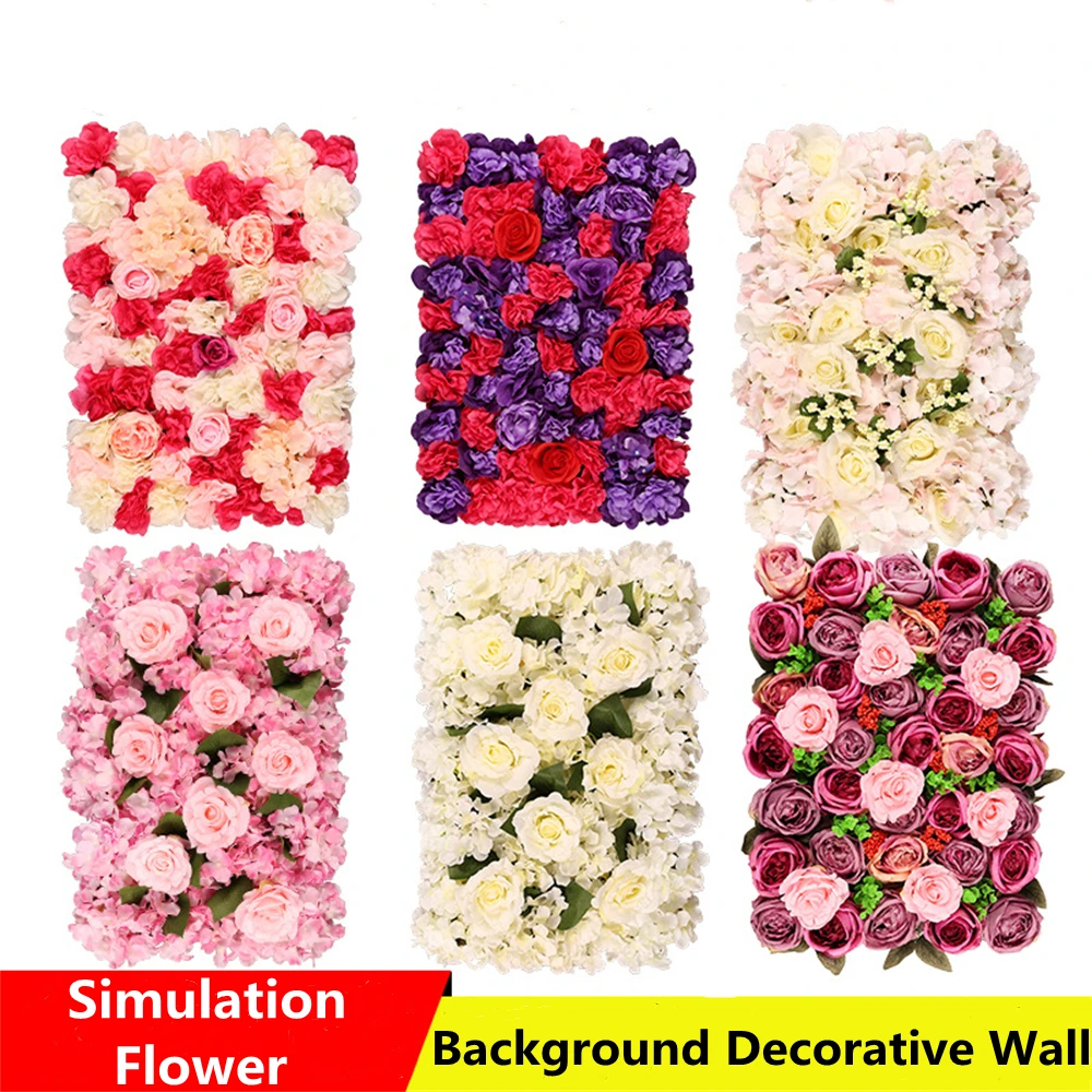 

Wedding Background Rose Wall DIY Simulation Flower Wall Stage Party Plant Hydrangea Garland Landscape Banner Arrangement 40X60cm