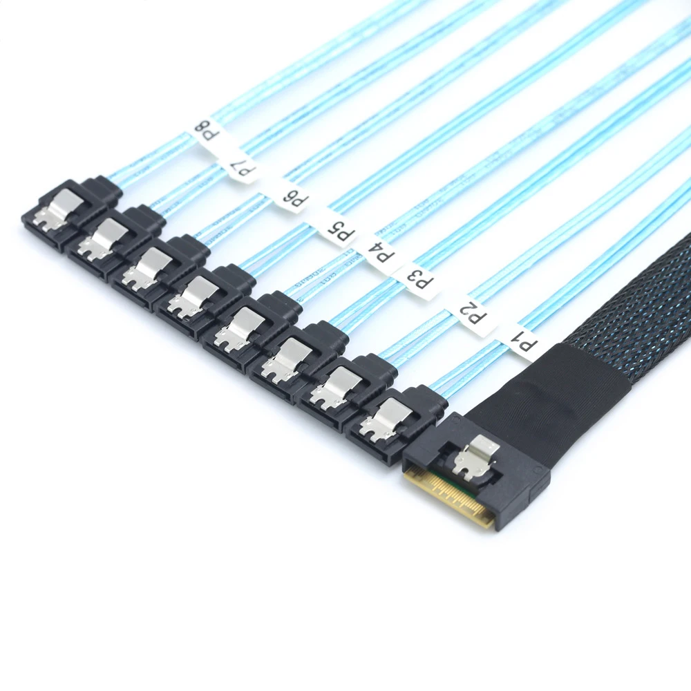 PCI-E Slimline SAS SFF-8654 8I To 8 Ports SATA hard drive conversion cable