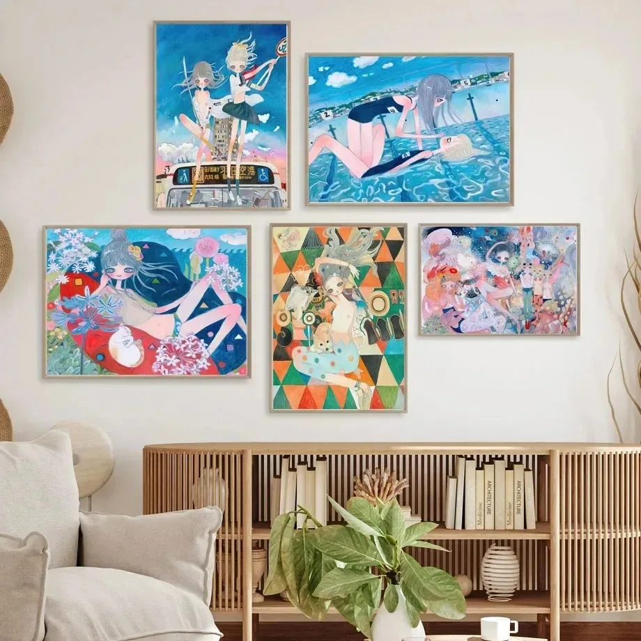 Аниме Девушка Y2K Ay Takano японский настенный художественный холст с принтом без рамы