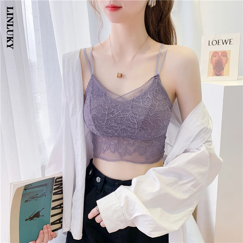 

Весенне-осенняя Женская Сексуальная короткая кружевная майка, модная ажурная майка с открытой спиной, кроп-Топ для женщин