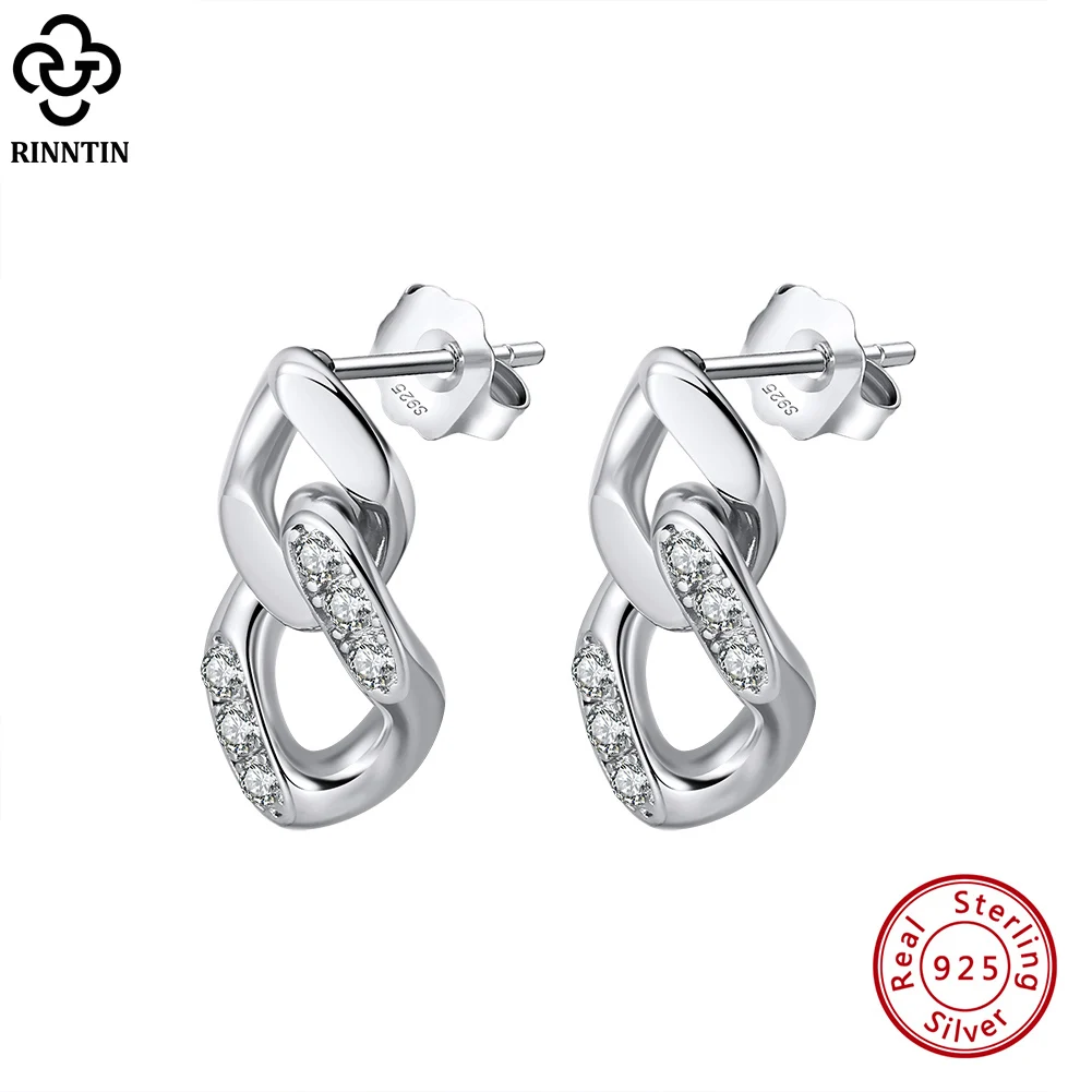 

Rinntin 925 Sterling Silver Infinity Earrings for Women Fashion Silver Eternity Promise Wedding Ear Stud Jewelry Gifts SE358