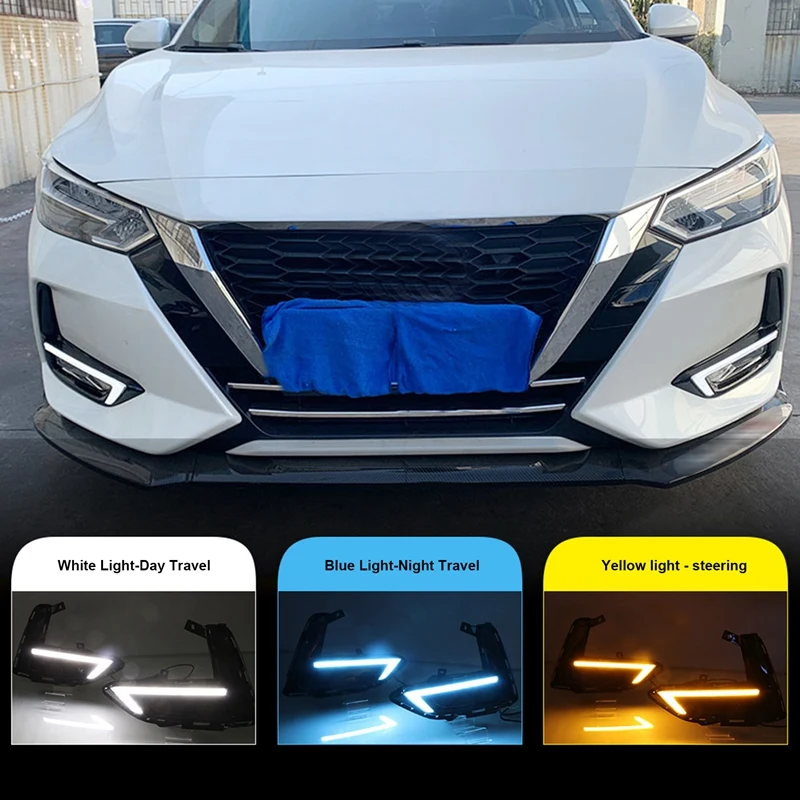 

Дневные ходовые огни с указателями поворота для Nissan Sentra Sylphy 2019 2020 светодиодный Противотуманные фары Drl