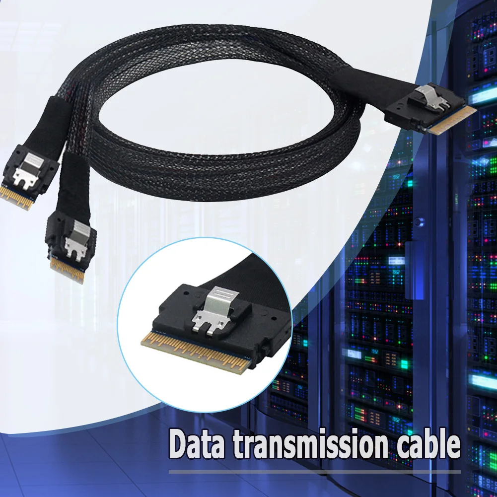 

SAS 4.0 SFF-8654 8i 74 Pin to 2 SFF-8654 4i 38 Pin Cord 24Gbps Server 50cm Hard Drive Data Cable High Speed Power Cord Computer