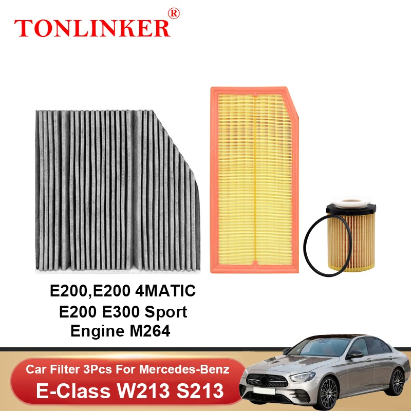 

TONLINKER Cabin Air Filter Oil Filter For Mercedes Benz E Class W213 S213 2019-2022 C238 A238 E200 4MATIC E300 Sport M264 2.0L