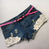 2022 new fasion lace flower pearl beading jeans hole shorts vintage women antique shorts sexy free shipping