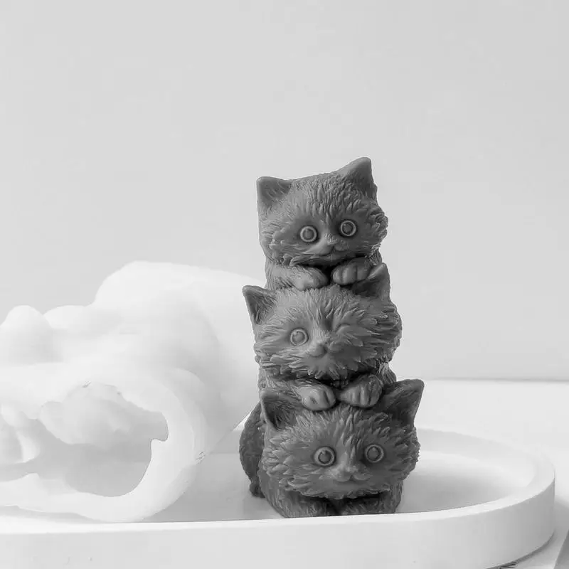 ulowane silikonowe formy do świec 3D Cat Cute Animal Series Crafts Gypsum Resin Soap Ice Making DIY Kitten Chocolate Cake Baking Mold