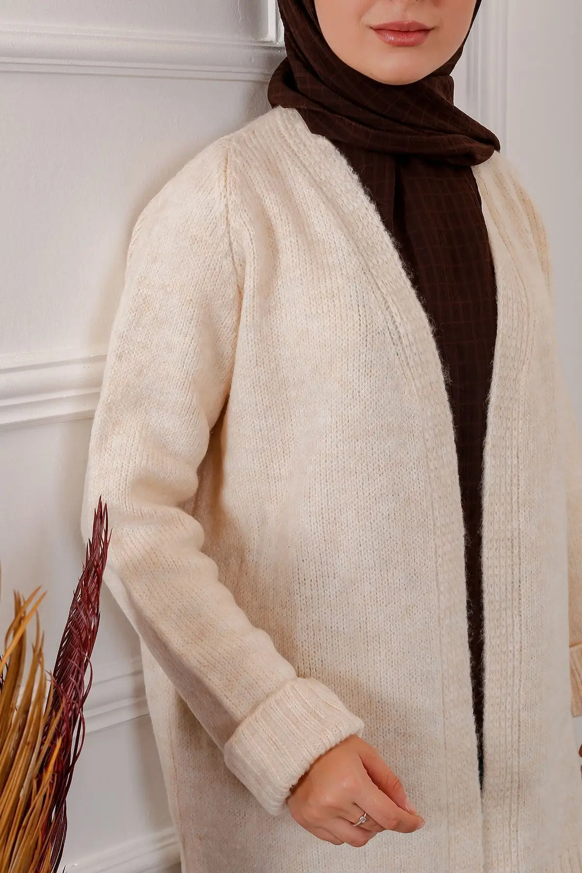 

7568 Cardigan Sweater Stone 21 FWTRT7568 Women Muslim Sweater