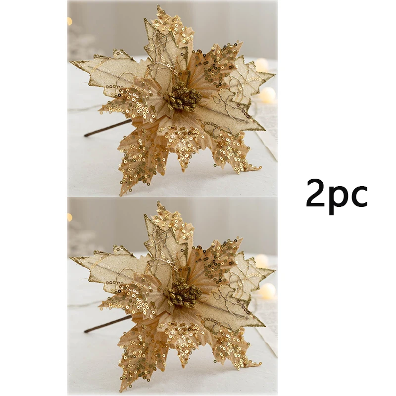 

Искусственные новогодние цветы золотые/серебряные