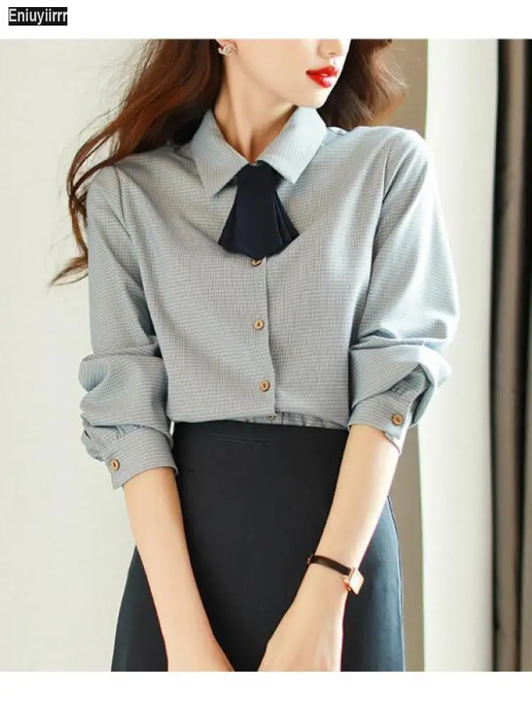 Блузка Женская Осенняя с длинным рукавом на пуговицах