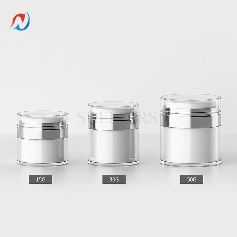 

Sheenirs 1pc 15/30/50ml Airless Pump Cosmetic Jar Empty DIY Lotion Face Cream Refillable Sample Vials Portable Makeup Container