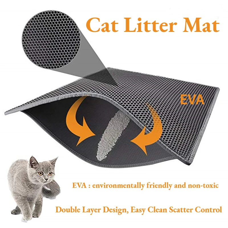 

Cat Litter Mat,Litter Box Mat,Honeycomb Double Layer Design,Waterproof Urine Proof Kitty Litter Mat,Easy Clean Scatter Control