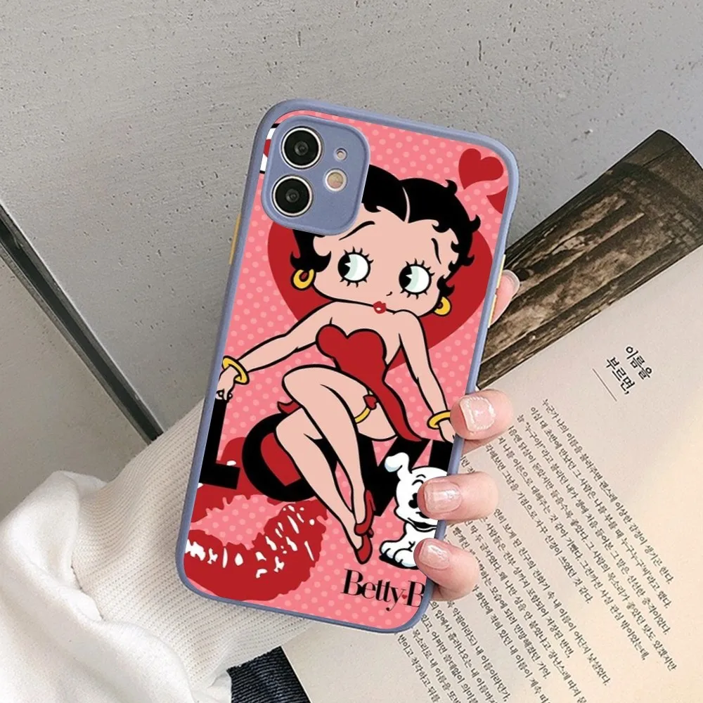 Фото Чехол для телефона B-Betty-Cute-Boop, прозрачный матовый чехол для iPhone 14 11 12 13 Mini Pro Max 8 7 Plus X XR XS MAX №3