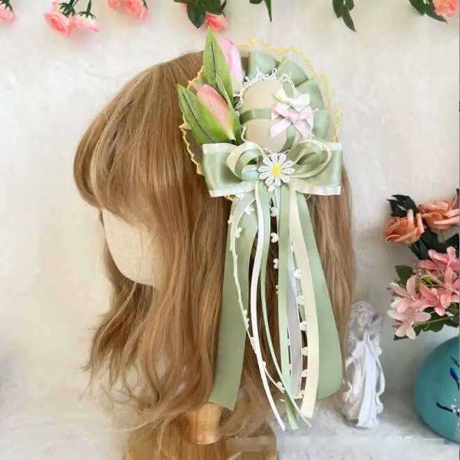 Зелёный тюльпан MAGOGO в стиле &quotЛолита&quot аксессуары для волос маленькие вещи