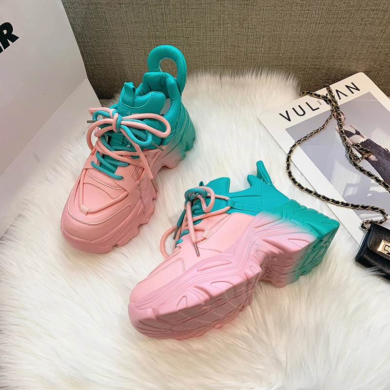

Spring Women Chunky Sneakers New Design Colorful Woman Shoes Thick Sole Fashion Girls Platform Sneakers Ladies Sport Shoes