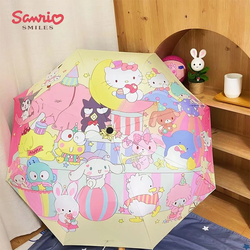 

Kawaii Sanrio Hello Kittys My Melody Cinnamoroll Kuromi Anime Cute Uv Protection Fully Automatic Umbrella Gifts Toys for Girls