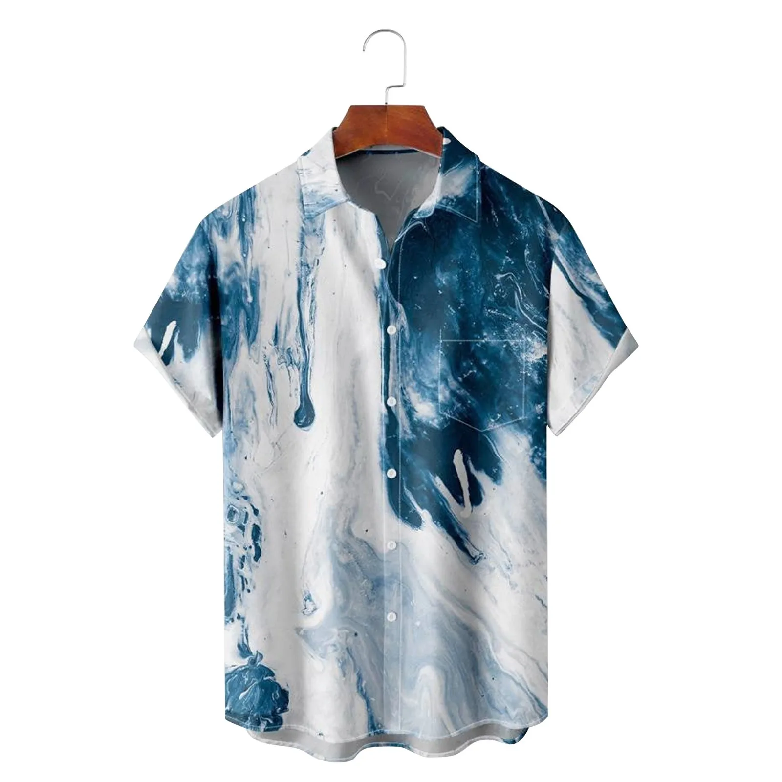 

Breathable Short Mens Printed Hawaiian Shirts Short Sleeve Button Down Beach Shirts Long Sleeved Tops Mens