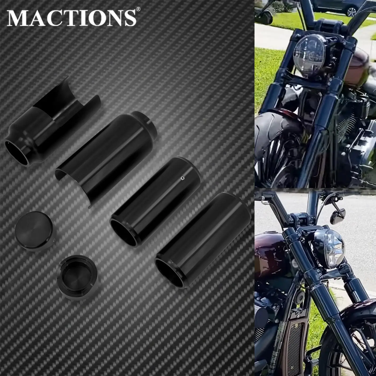 Motorcycle Black Aluminum Front Fork Shock Cover Upper Tube Kit For Harley Softail FXBR Breakout Bob FXBR FXBRS 2018-2021 2022