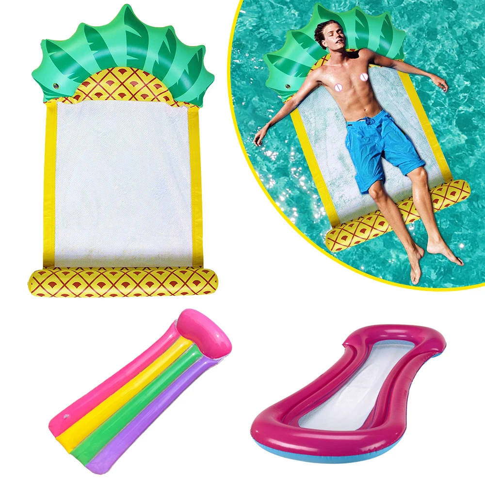 

Pineapple Floating Net Hammock Inflatable Chair Swimming Pool Folding Bed Swimming Mattress Sea Swimming Ring Pool Party Toys