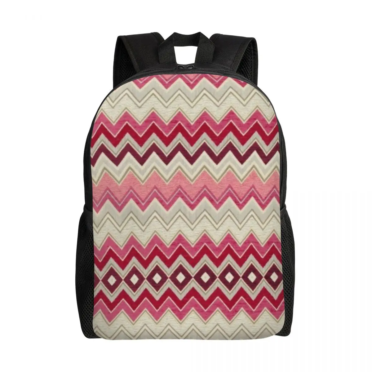 

Chic Modern Home Zig Zag Laptop Backpack Women Men Fashion Bookbag for School College Students Geometric Multicolor Bag