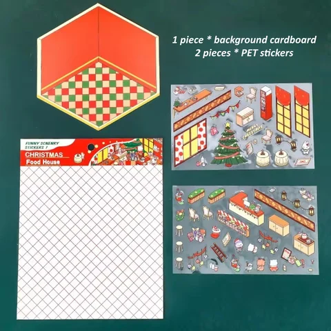 3D Рождественская пейзажная наклейка