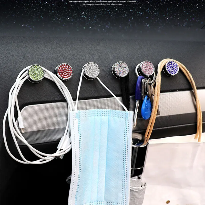 

Car Hook Creative Round Diamond Mounted Car Paste Shape Multi-Purpose Mini Car Seat Back Diamond Small Hook