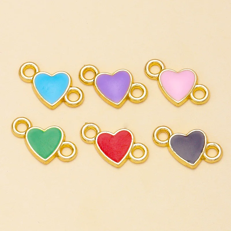 

12Pcs Colourful Enamel Small Love Heart Charms Connector for Bracelet Necklaces Pendant DIY Handmade Jewelry Making Accessories