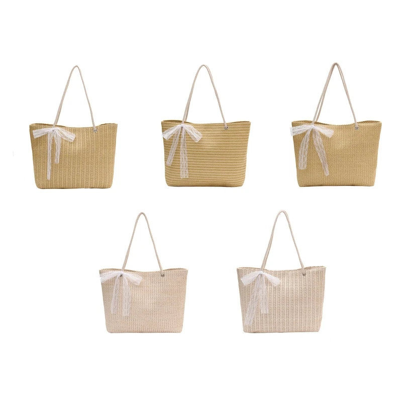 

Casual Large Capacity Tote Bag Women Straw Handbags Simple Lady Top Handle Bags 066F
