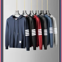 tb fog mens tide brand behind the ribbon striped sports and leisure pullover hoodie 100 cotton sweater long sleeved trend