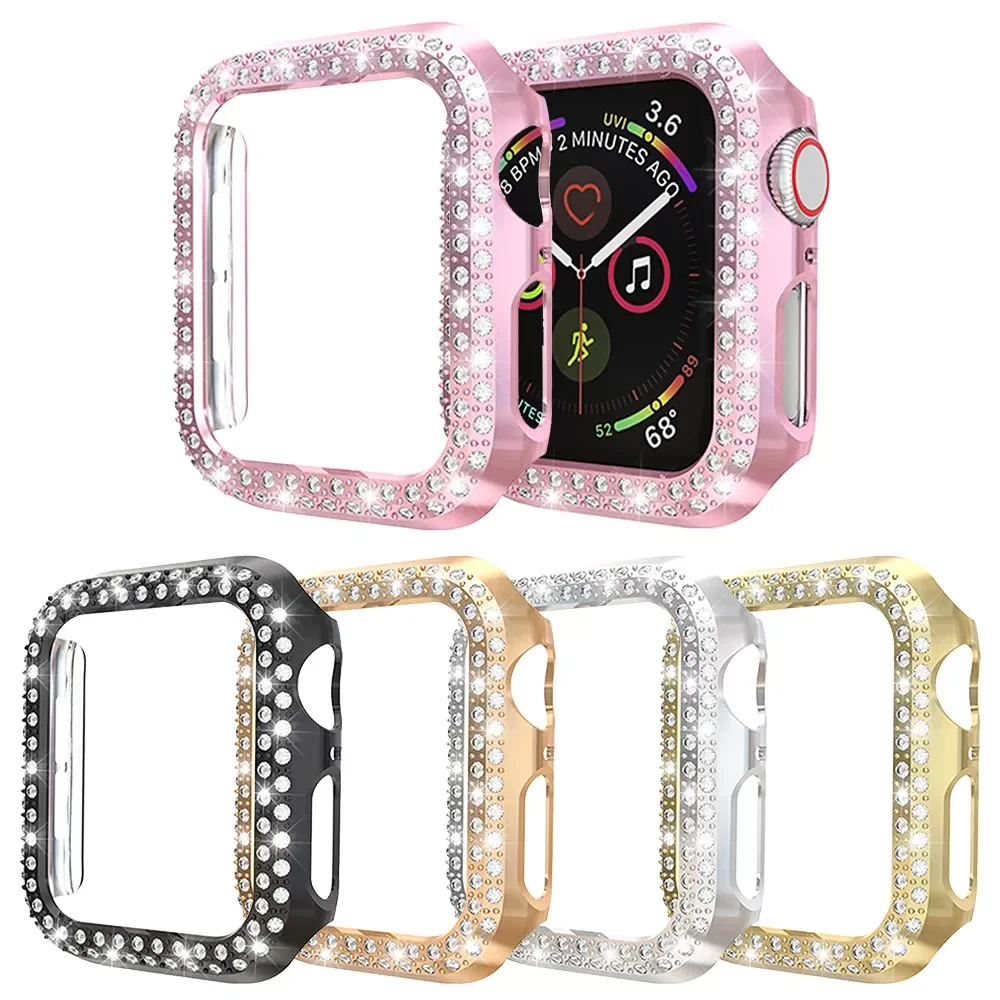 

For Apple Watch 7 Series 6 SE 5 4 3 Case Women Diamond Style Cover for Iwatch 41mm 45mm 40mm 44mm 38mm 42mm Bumper Hard Shell