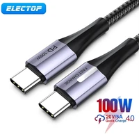 electop 100w usb c cable fast charging with led lights type c data cable for samsung xiaomi laptop power bank charging cable