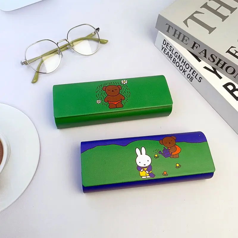 Miffy Rabbit новая кавайная мультяшная коробка для очков зеленая портативная легкая