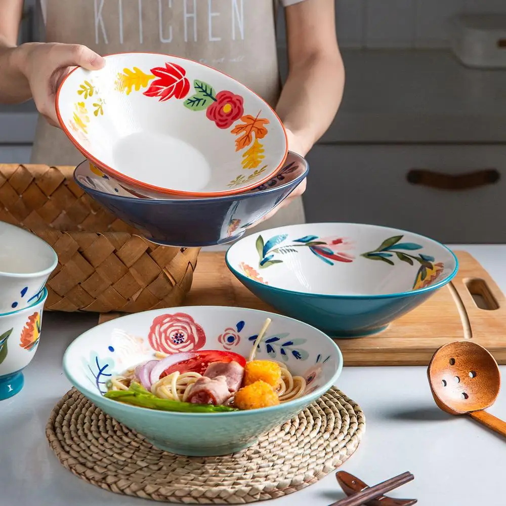 

1000 мл японские цветы, фарфор, искусственная кухня, для зерновых, лапши, салата, супа