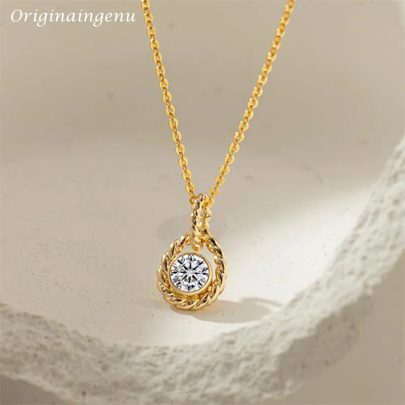 

14K Gold Filled Moissanite Necklace Handmade Pendant Necklace Dainty Choker Tarnish Resistant Jewelry Boho Women Necklace