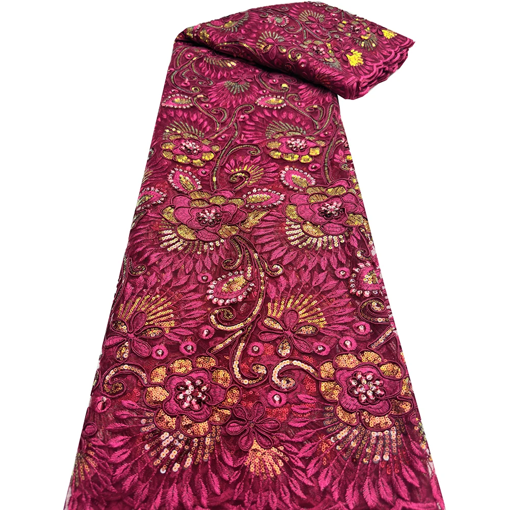 Высококачественная французская сетчатая кружевная ткань 2024 африканская с