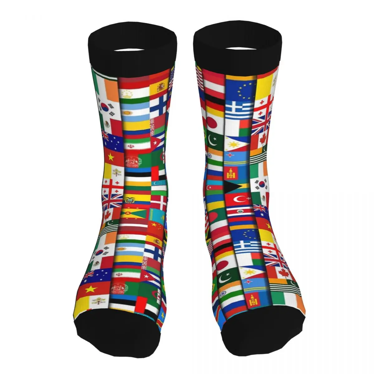 Носки мужские средней длины 60 флагов стран мира 90% полиэстер |