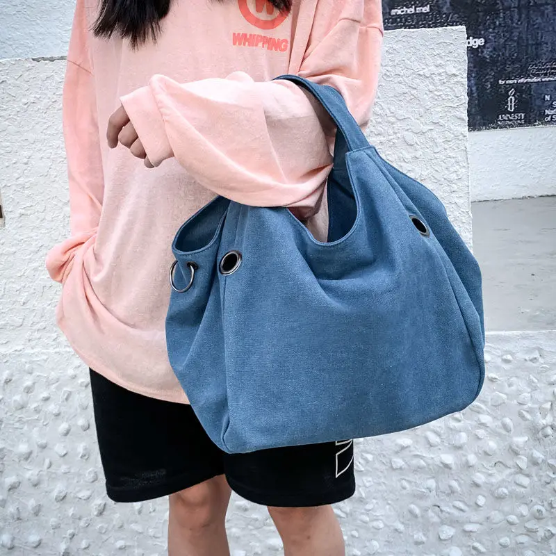 Canvas Women Bag Large Capacity Women Shoulder Bag Shoppers Handbag Vintage Fashion Versatile Multi Compartment Bag For Women