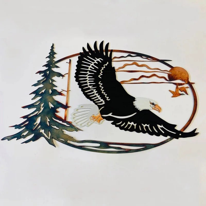 

Sunset Eagle Condor Metal Ornament Interior Artwork Wall Hanging Craft For Living Room Bedroom Office Wall Decoration Home Decor