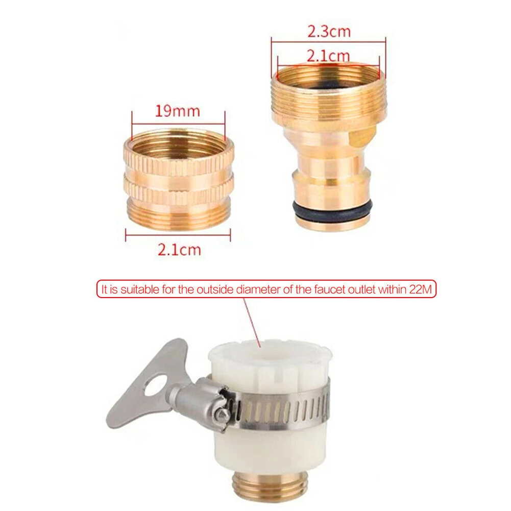 

Durable Faucet Adapter Tap Connector Dishwashers Fitting Garden Mixer Pipe Washing Machines White&Gold 15-23mm