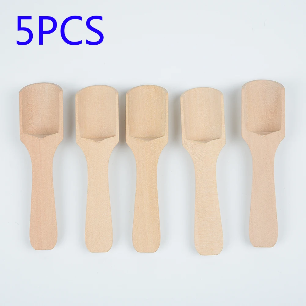

5PCS Mini Wooden Spoon Scoop Lotus Wood Round Handle Coffee Condiment Salt Sugar Spoon Kitchen Tools Gadgets Condiment Scoop