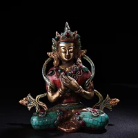 7 tibetan temple collection old bronze outline in gold painted mosaic gem shakyamuni amitabha sitting buddha town house