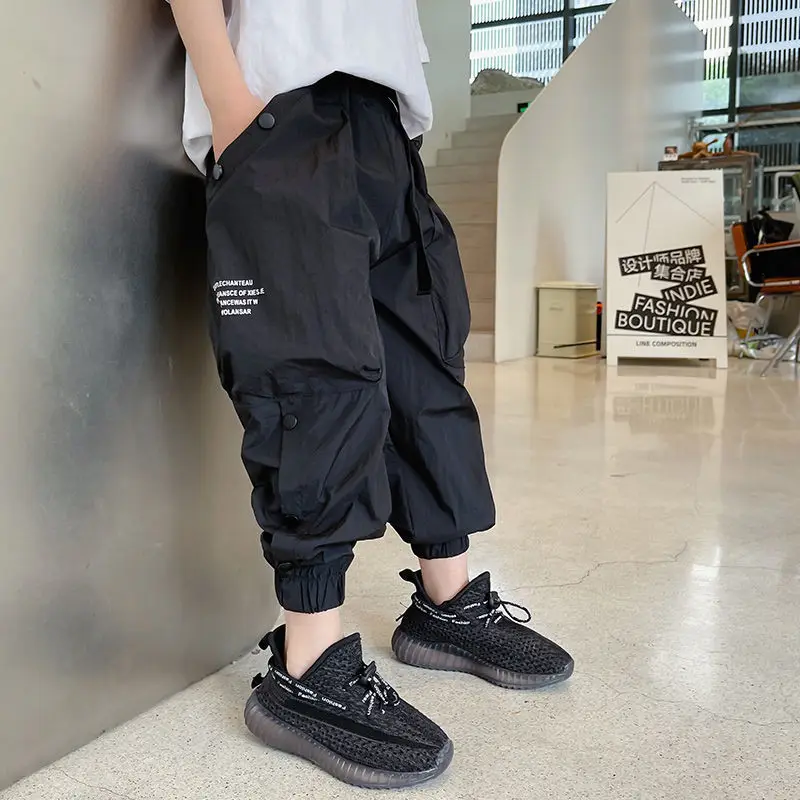 2023 New Teens Children Nine-point Pants Loose Soft Thin Fashion Trendy Summer 4-14Years Kids Casual  Trousers For Boys Girls images - 6