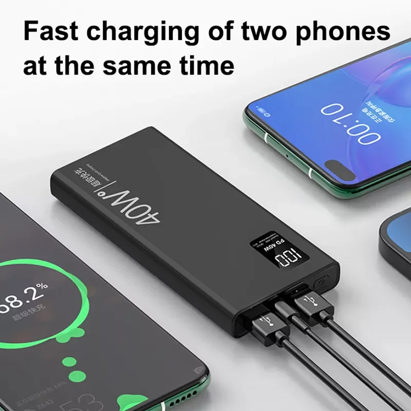

2023 40W Super Fast Charge Power Bank Portable 20000mAh Charger High Capacity Digital Display External Battery For IPhone mi QC3