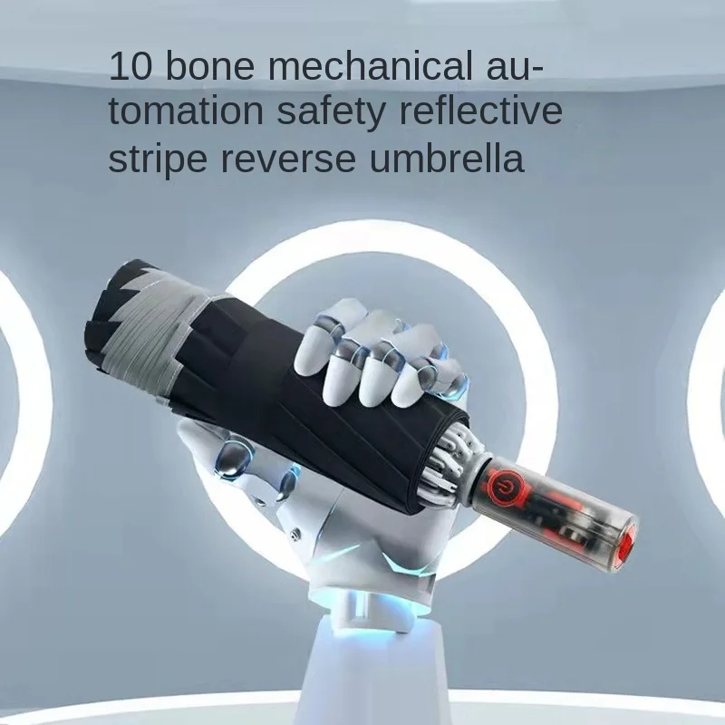 

Umbrella Automatically Inverted Umbrella Mechanical Handle 10 Shares Three-fold Business Men's Advertising Umbrella Portable