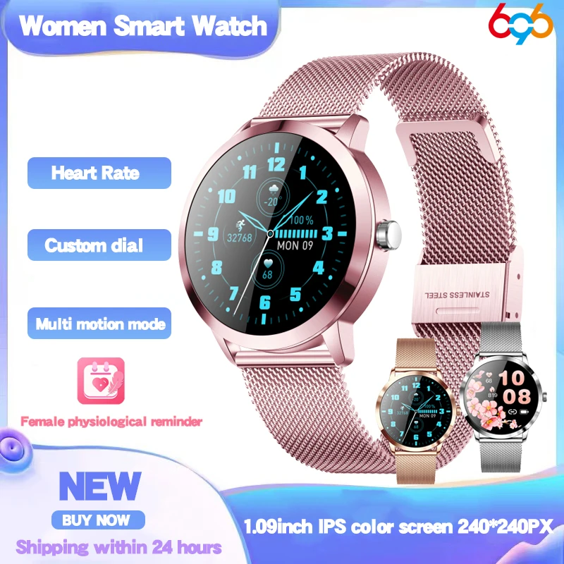 

2022 New Women Smart Watch 1.09" HD IPS Color Screen Ladies Fashion Female Physiological Cycle Heart Rate Smartwatch PK DT66