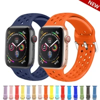 silicone strap for apple watch band 44mm 40mm 45mm 41mm 42mm 38mm breathable watchband sport bracelet iwatch series 6 3 4 5 se 7