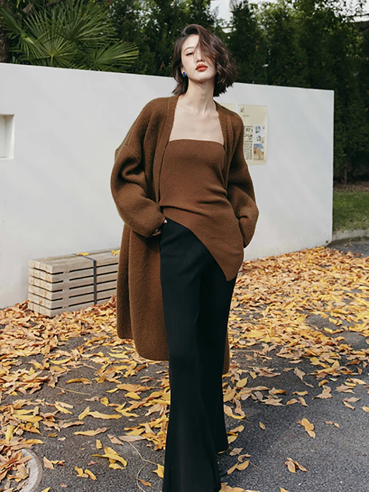 

XITAO, однотонный Повседневный вязаный кардиган, модный, простой, темпераментный, асимметричный, с запахом, на груди, свитер, пальто, SMH1348