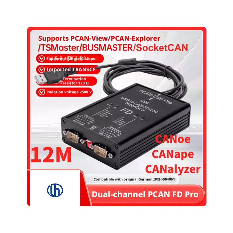 Фото USB-адаптер PCN-USB Pro 8/12/16 Мбит/с для CAN-шин, 2-канальный, совместимый с PEAK IPEH-004061, поддерживает Vector CANoe №2