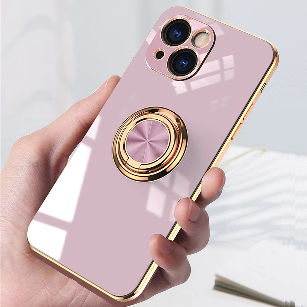 Мягкий силиконовый чехол для iPhone 13 12 Mini 11 Pro XS Max X XR 7 8 Plus SE 2 3 с кольцом-держателем